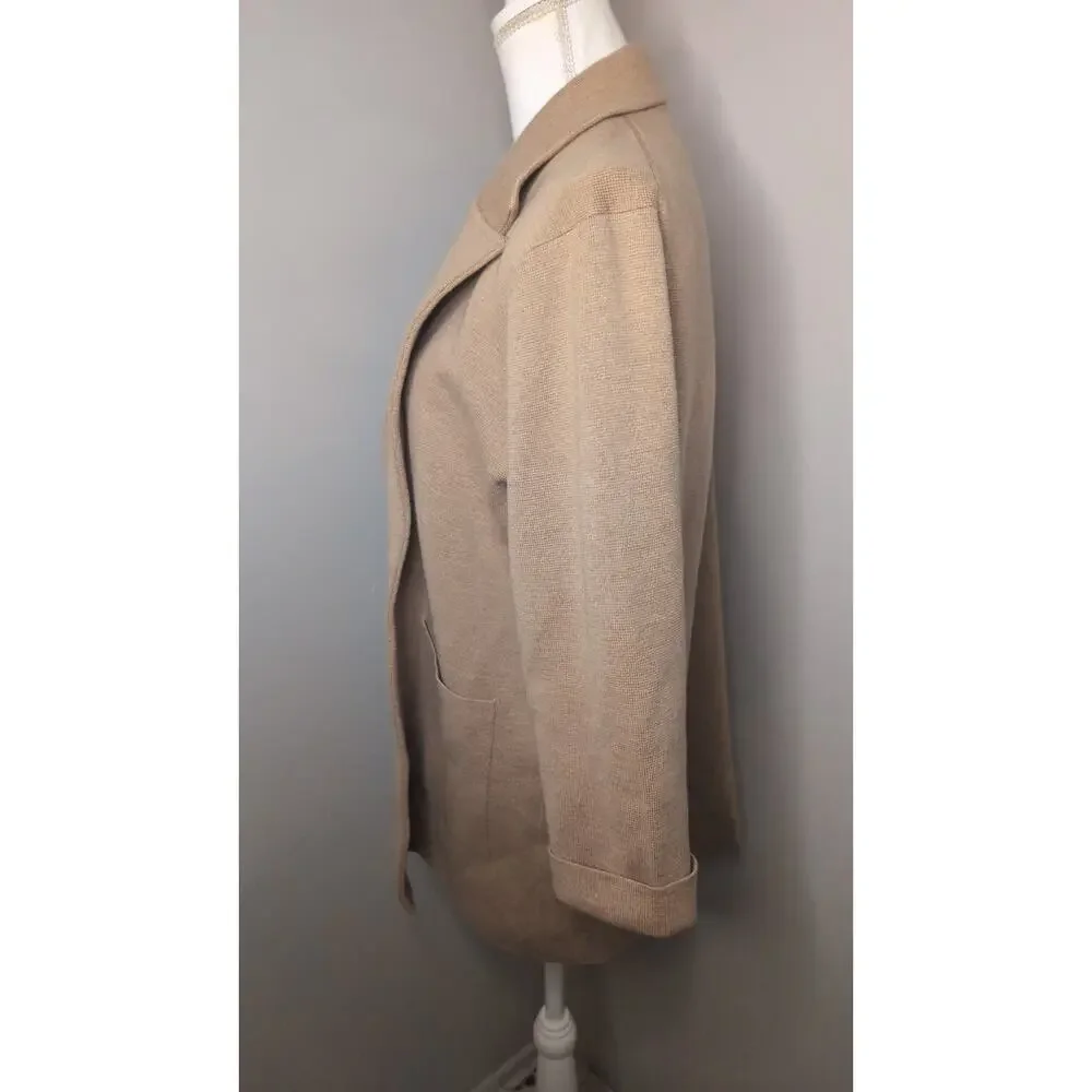 NWT J.Crew Sophie Camel Open-Front Sweater Blazer Large